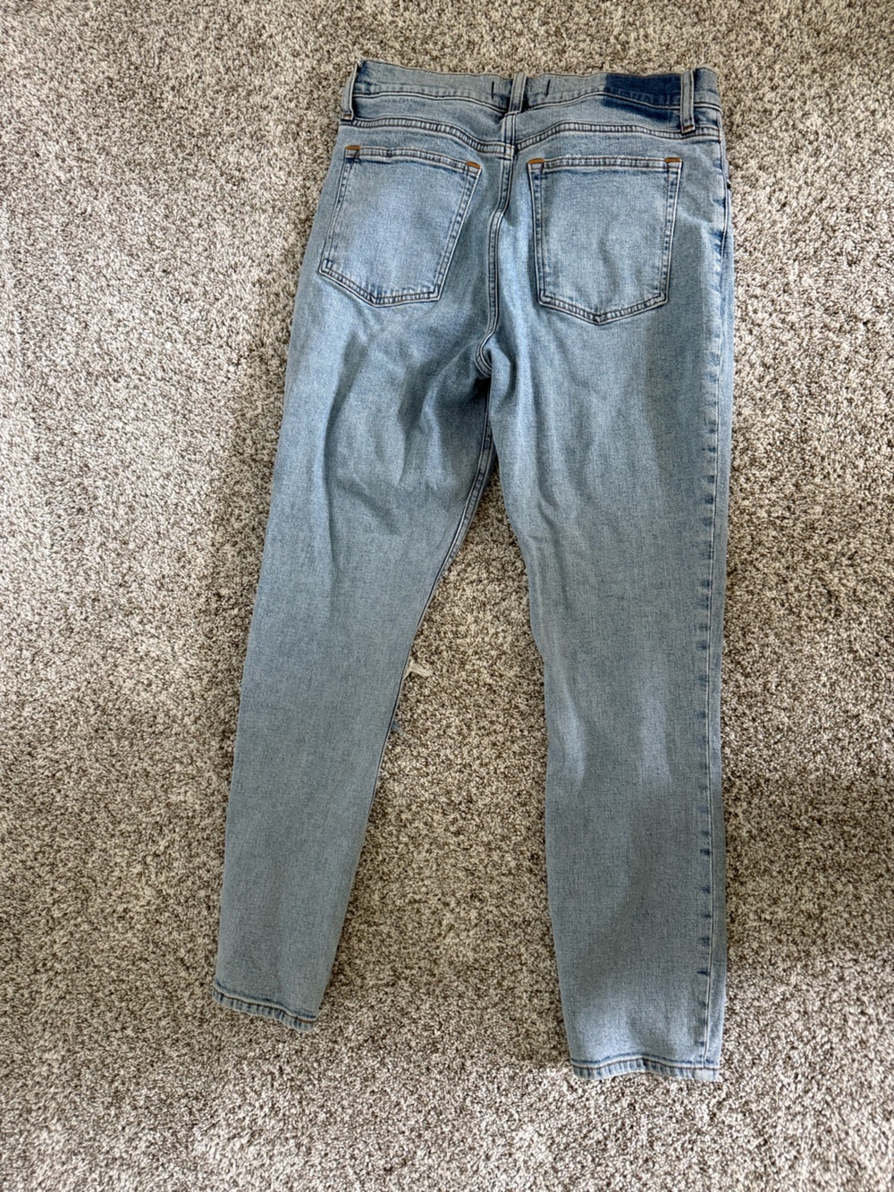 Abercrombie & Fitch Light Blue Slim Straight Jeans with Knee Distress - Picture 3 of 3